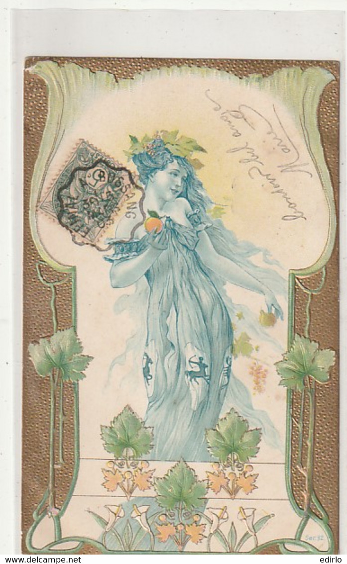 ***  ILLUSTRATEUR  ***  Superbe Carte Relief Dorure Art Nouveau Style Mucha Kirchner ... Timbrée Excellent état - Vor 1900