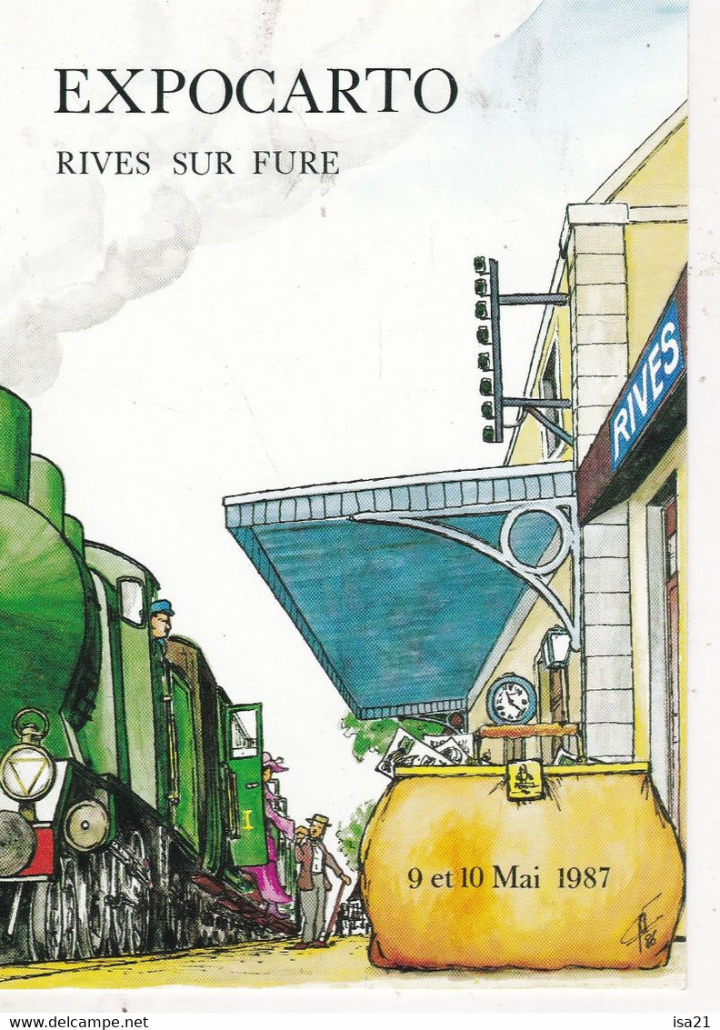 Carte Postale: Expocarto N°2  RIVES Sur FURE (38), Dessin De R. NEMOZ, 1987 - Esposizioni