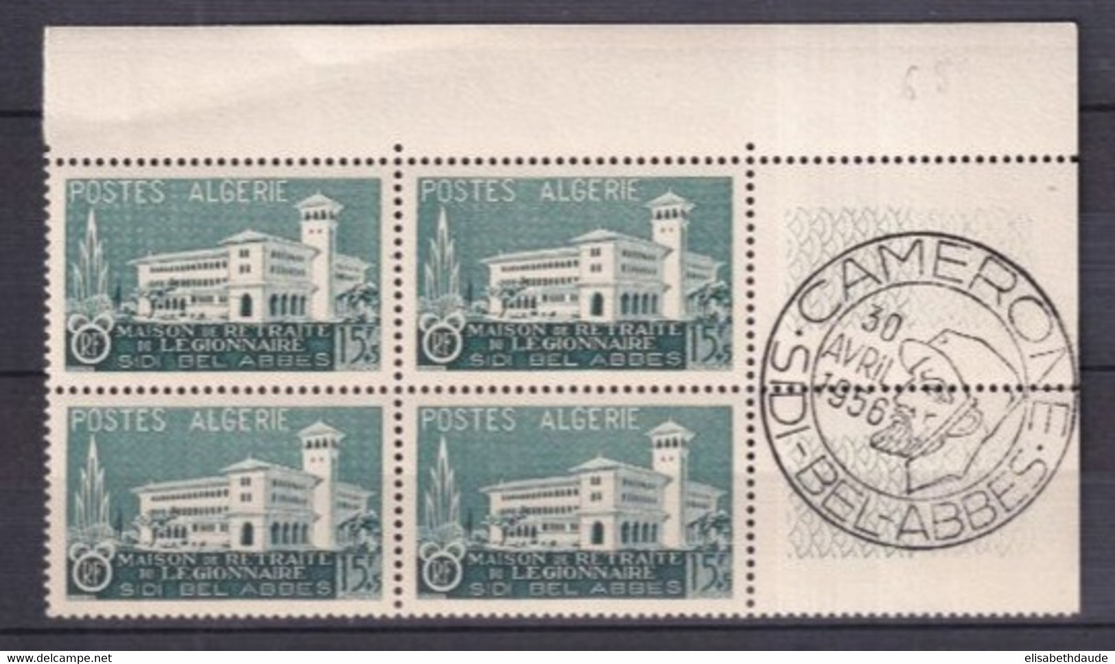 ALGERIE - 1956 - BLOC De 4 Avec OBLITERATION CAMERONE LEGION ETRANGERE - YVERT N° 334 ** MNH - COTE 2022 = 13 EUR. - Unused Stamps