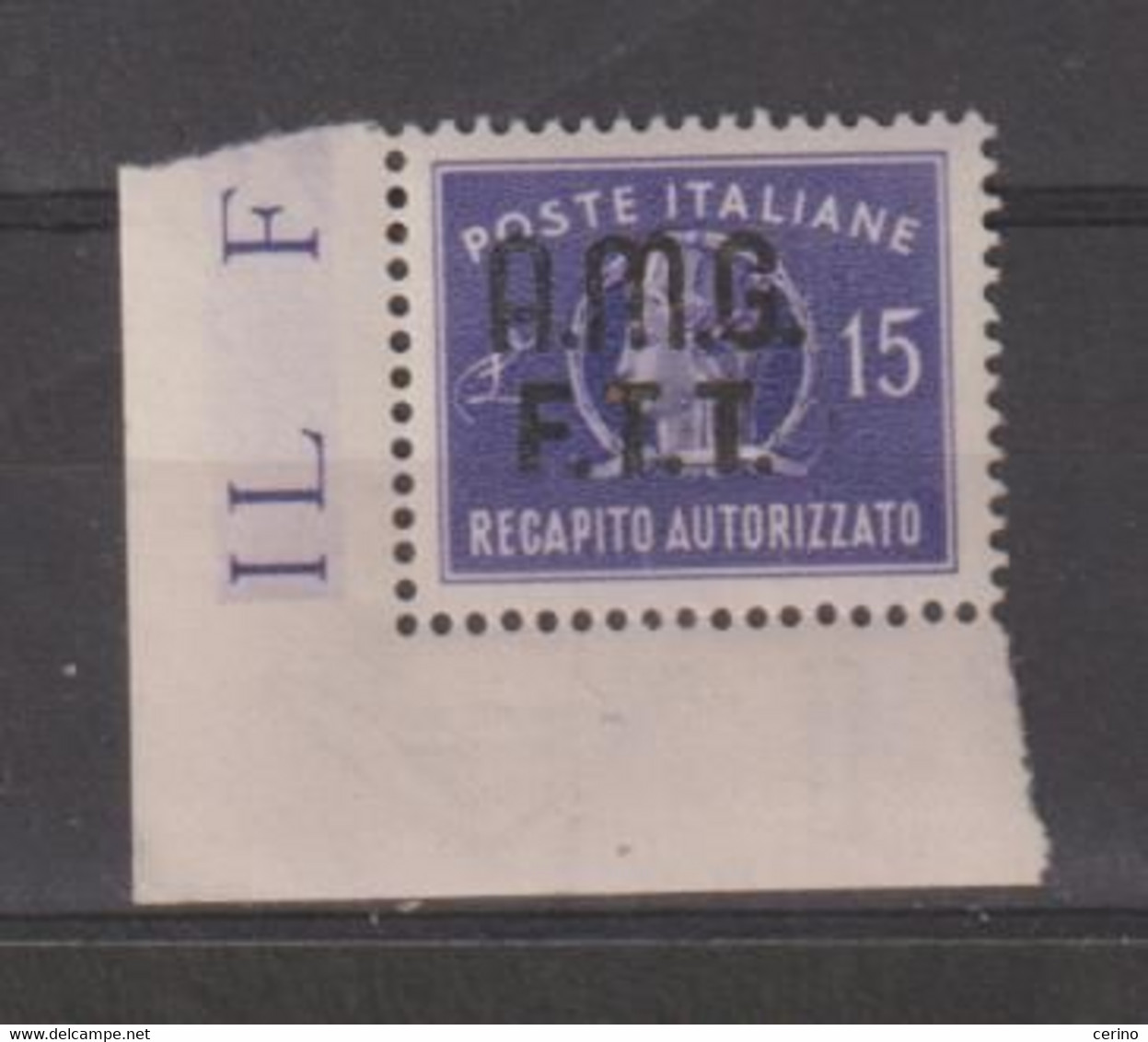 TRIESTE  A:  1949  RECAPITO  AUTORIZZATO  -  £. 15  VIOLETTO  N. -  SASS. 3 - Revenue Stamps