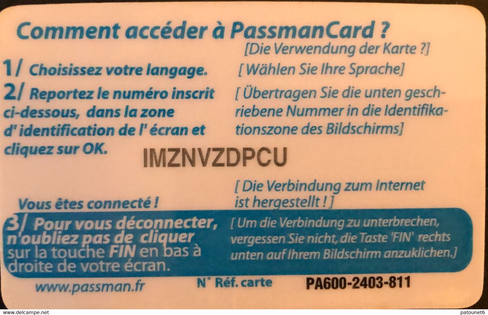 FRANCE  -  ARMEE  -  Internet  -  PASSMAN - 10 Heures -  Schede Ad Uso Militare