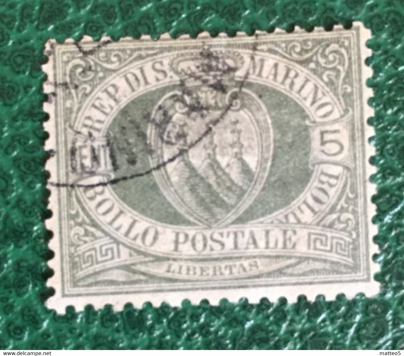 1892-90 - San Marino - Cinque Centesimi Usato Con Linguella - Usados