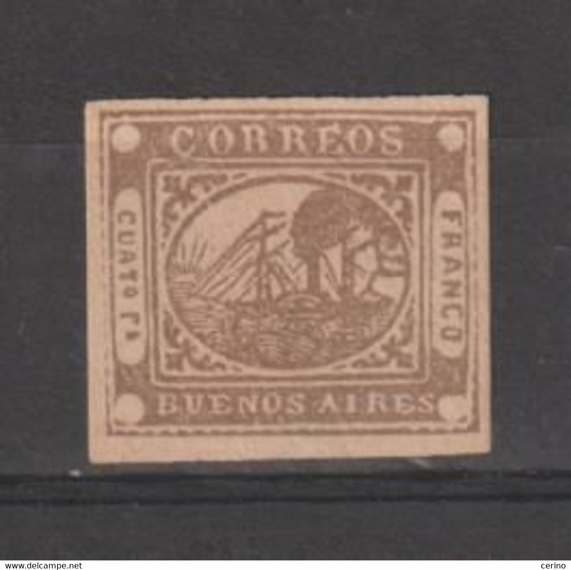 BUENOS  AIRES:  1858  OVALE  -  4 R. BRUNO  S.G. -  FAKE  COPY  -  YV/TELL. (5) - Buenos Aires (1858-1864)