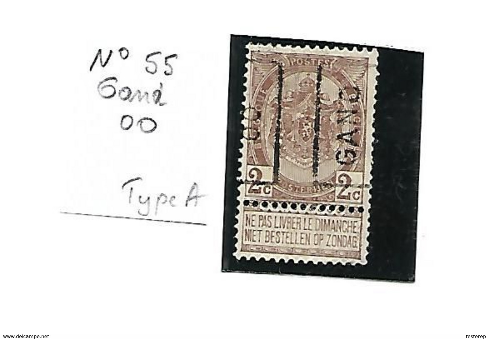 N°55  2ct Bruin GAND 00 Type A - Rollenmarken 1900-09