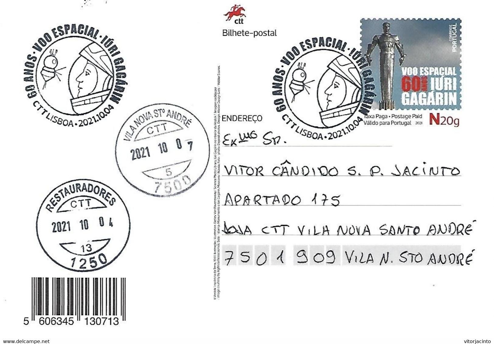 PORTUGAL - Entier Postaux N20g (with Commemorative Postmarks) - 60 Years Of Yuri Gagarin's Space Flight - Russia & URSS