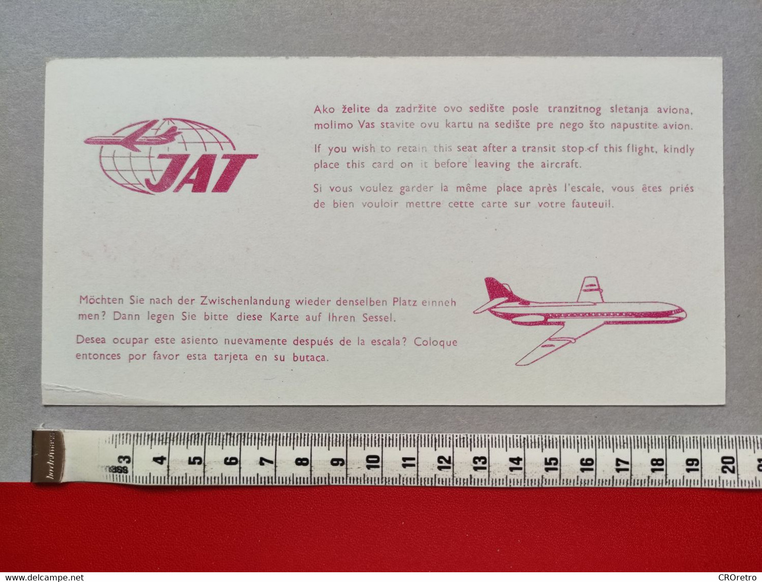 JAT - Airways Yugoslav Airlines, Vintage Label Occupied - 1960`s, Jugoslovenski Aerotransport, (cardboard) - Tijdstabellen