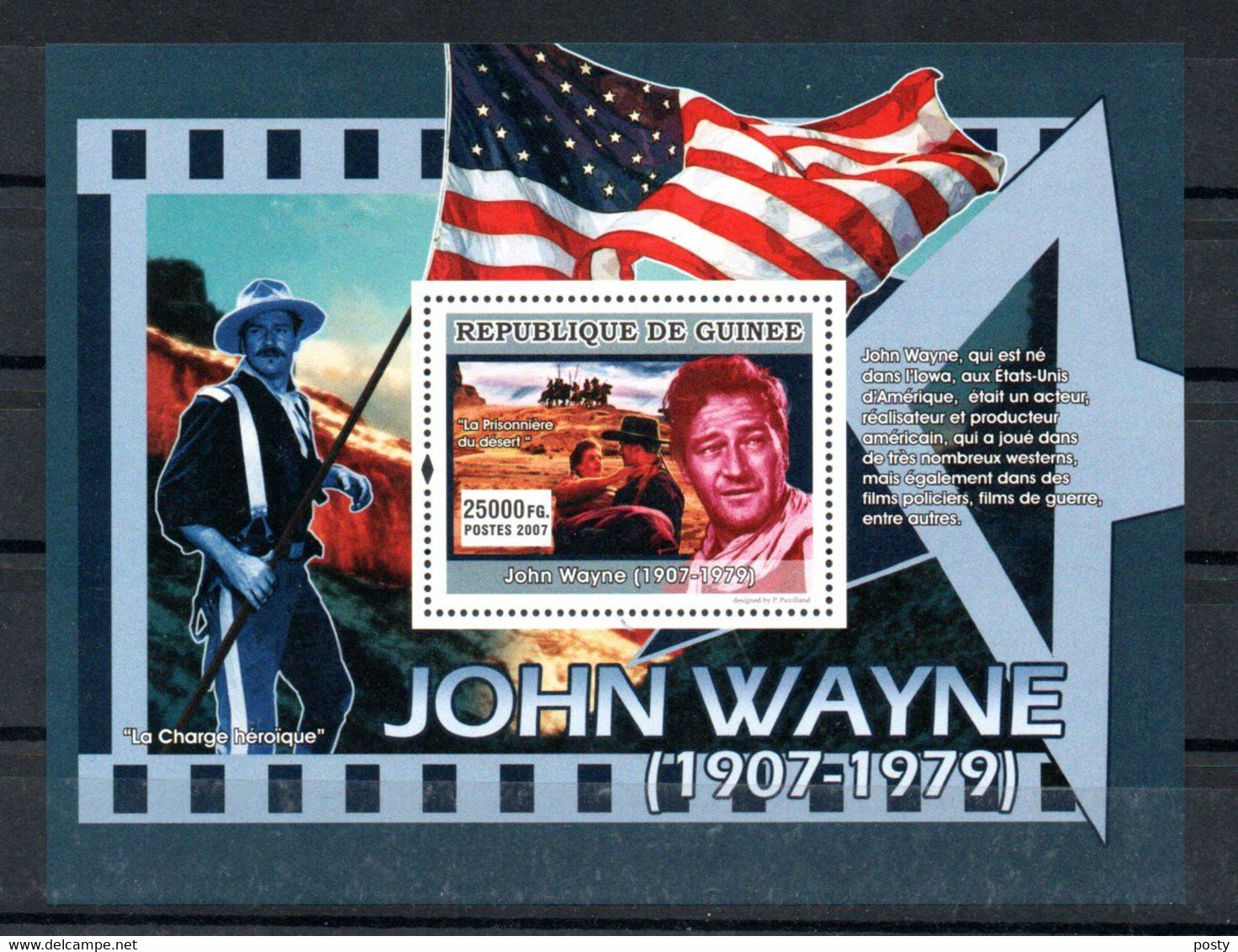 GUINEE - GUINEA - B/F - M/S - 2007 - JOHN WAYNE - LA PRISONNIERE DU DESERT - LA CHARGE HEROIQUE - CINEMA - MOVIES - - Guinee (1958-...)