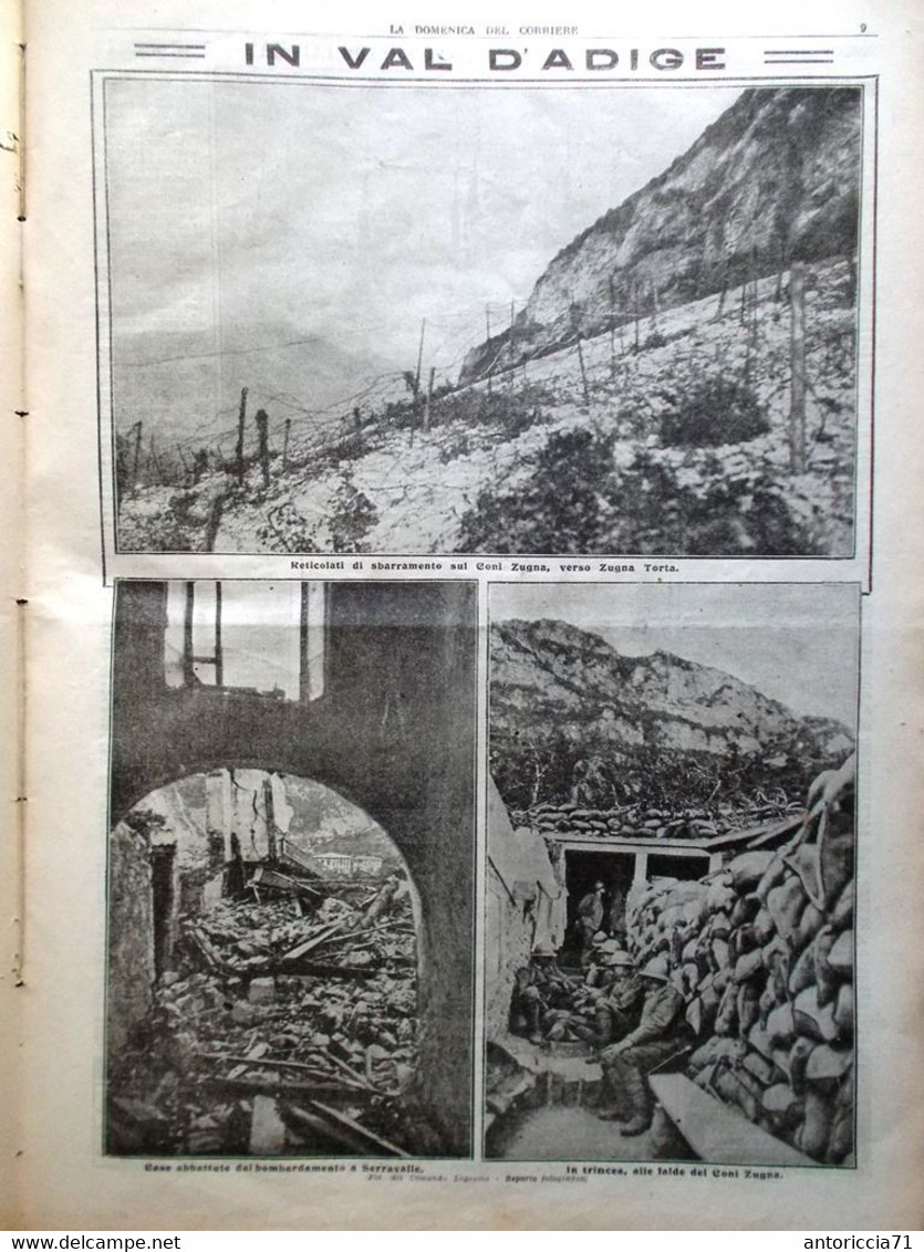 La Domenica Del Corriere 2 Luglio 1916 WW1 Alpini Absburgo Val D'Adige Trieste - Guerra 1914-18