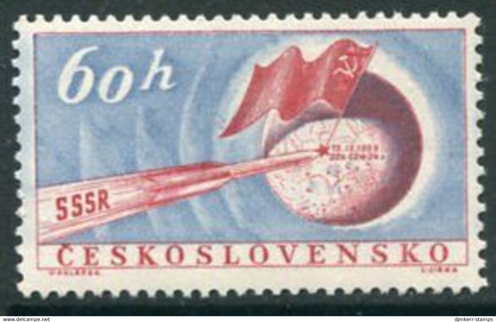 CZECHOSLOVAKIA 1959 Lunik 2 Moon Landing MNH / **.  Michel 1152 - Unused Stamps