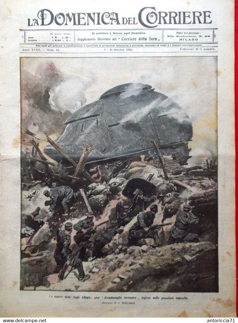 La Domenica Del Corriere 8 Ottobre 1916 WW1 Rubbia Pessina Losito Somme Vojussa - Weltkrieg 1914-18