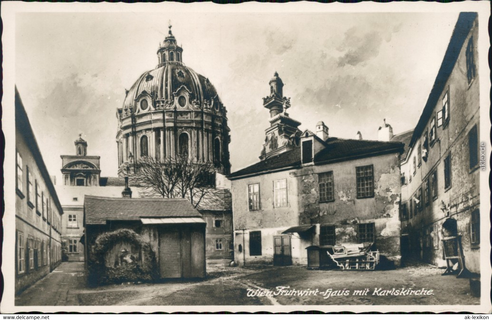 Ansichtskarte Wien Straßenpartie Fruhwirthaus Mit Karlskirche 1932  - Altri & Non Classificati