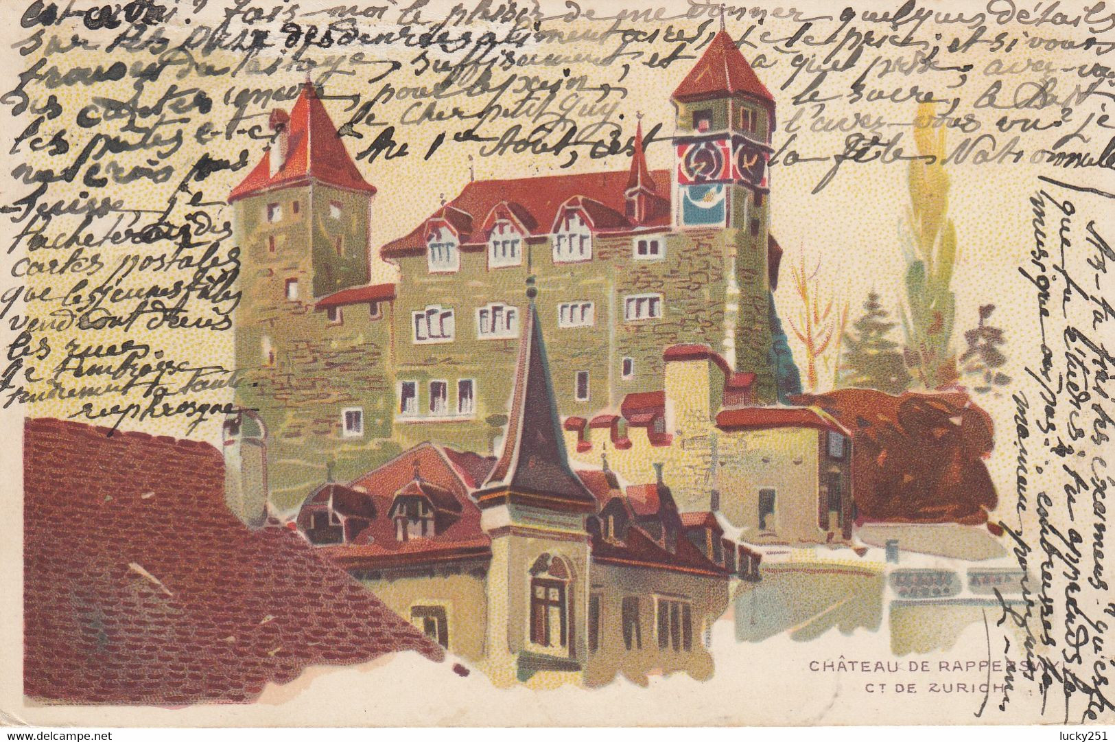 Suisse - Châteaux - Rapperswyl - Le Château - Circulée 23/08/1919 - Au