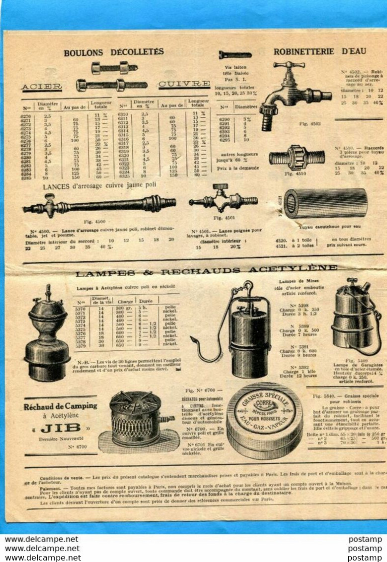 Publicité -AUTO-J B CORRE -spécialités Pour Automobiles  1923-catalogue Illustré 4 Pages+ Feuille-tarifs + - Matériel Et Accessoires