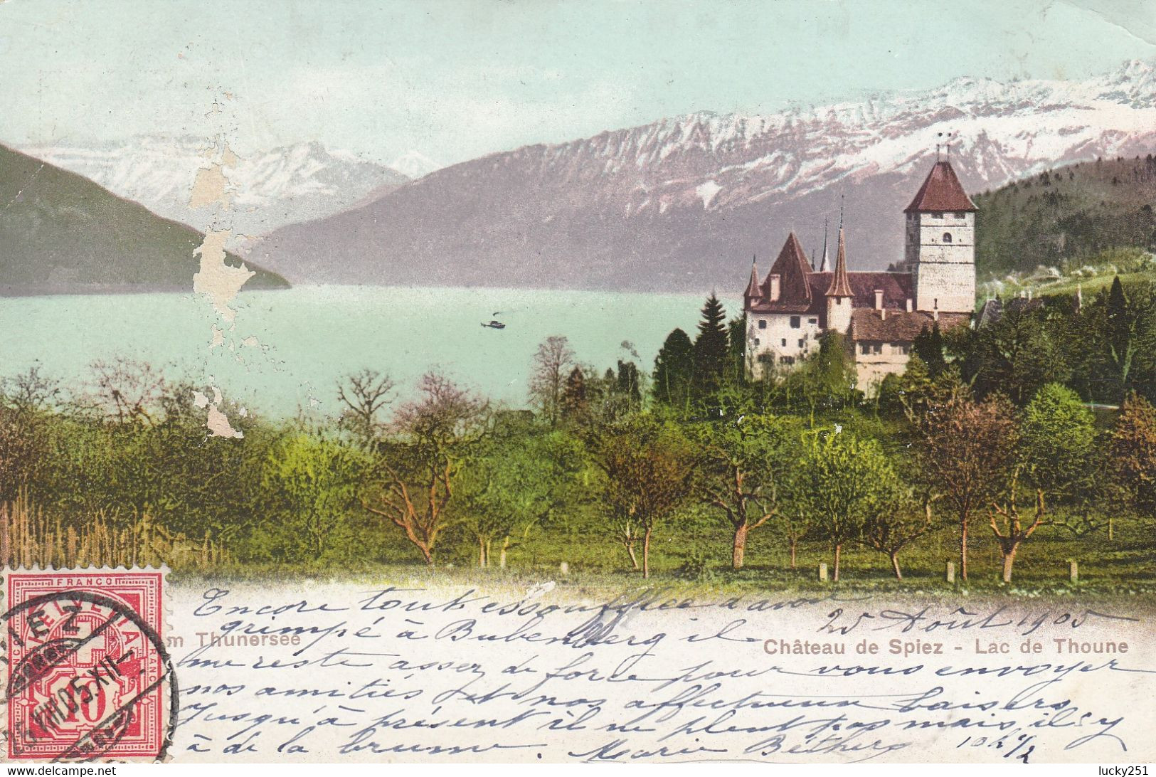 Suisse - Châteaux - Spiez - Le Château - Circulée 25/08/1905 - Spiez