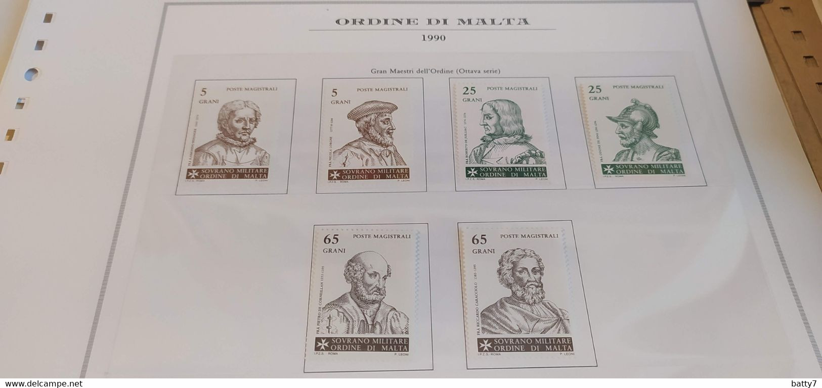 SMOM 1990 1993 SERIE COMPLETE GRAN MAESTRI DELL'ORDINE - Sovrano Militare Ordine Di Malta