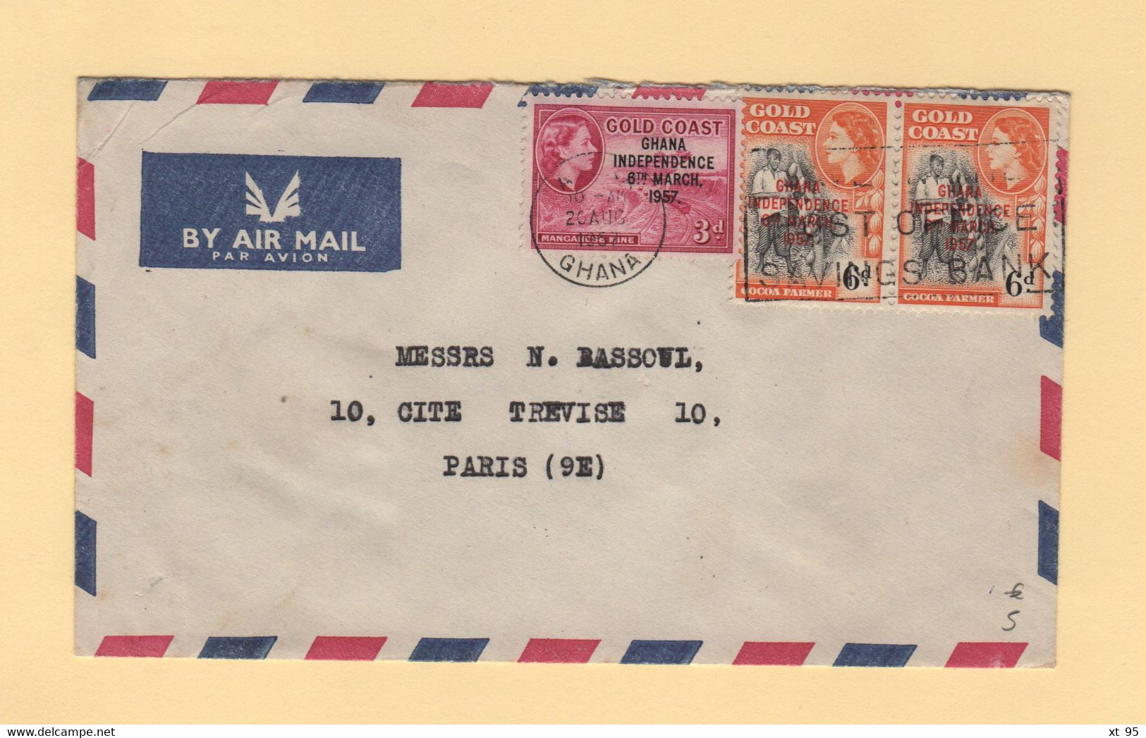 Ghana - Accra - 1957 - Par Avion Destination France - Ghana (1957-...)