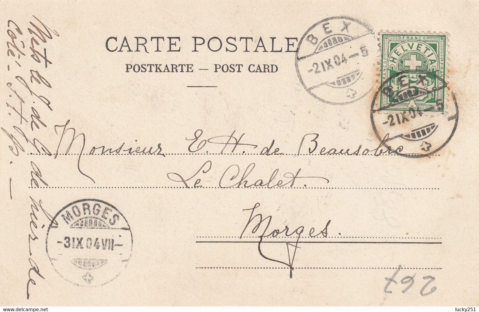 Suisse - Châteaux - St Maurice - Le Château - Circulée 21/09/1904 - Au