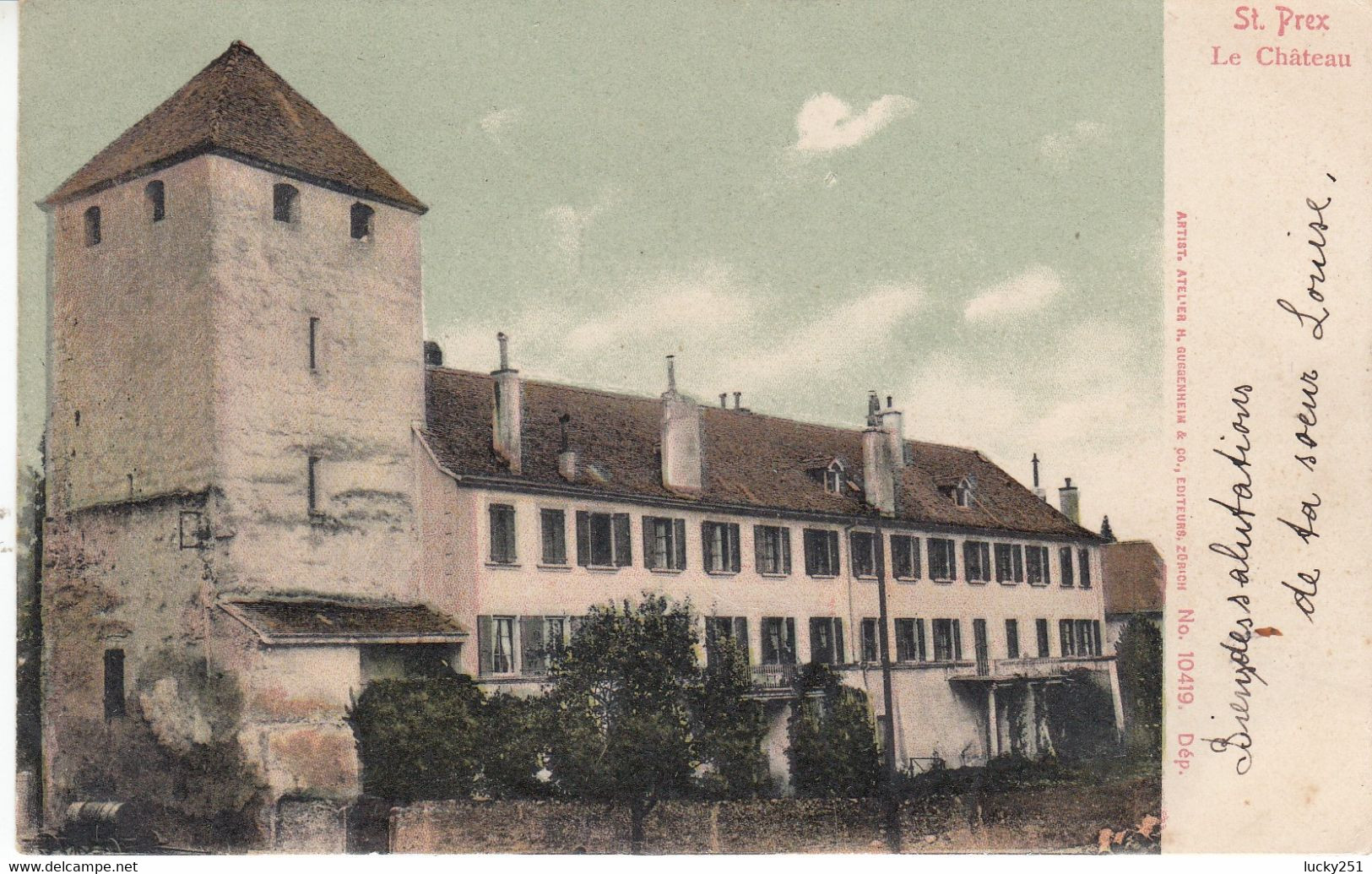 Suisse - Châteaux - St Prex - Le Château - Circulée 14/12/1908 - Au