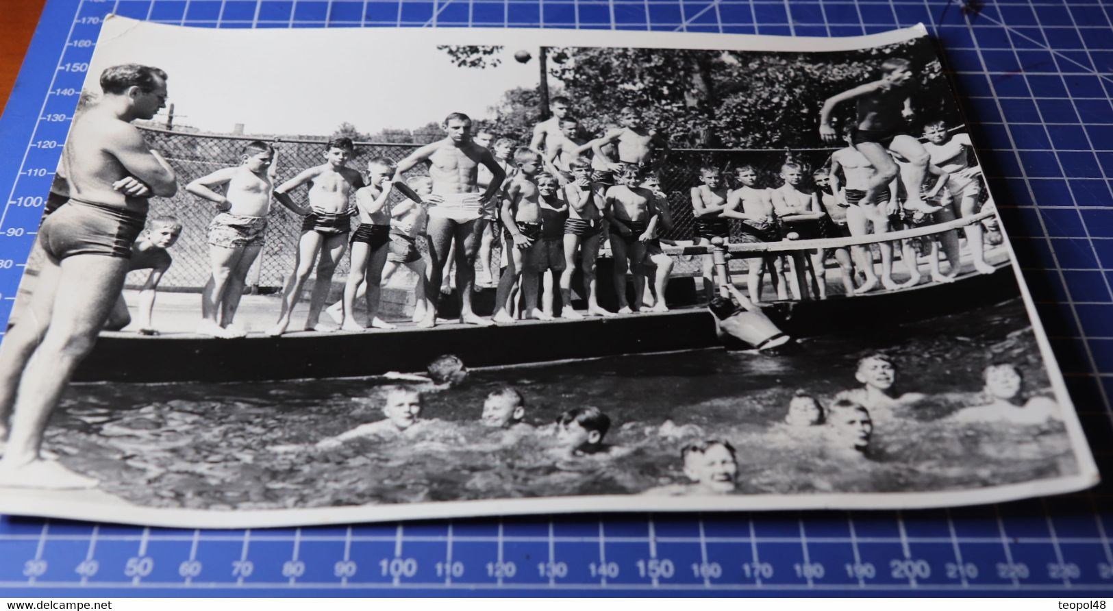 B&W Photo Portrait Boy Man Garcon Pool Swim 12d21 - Anonymous Persons