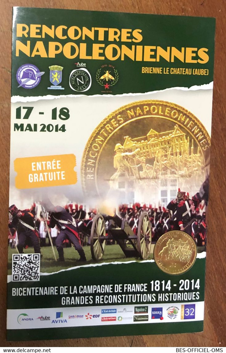 10 BRIENNE-LE-CHÂTEAU NAPOLÉON AB 2014 MÉDAILLE ARTHUS BERTRAND JETON TOURISTIQUE MEDALS TOKENS COINS - 2014