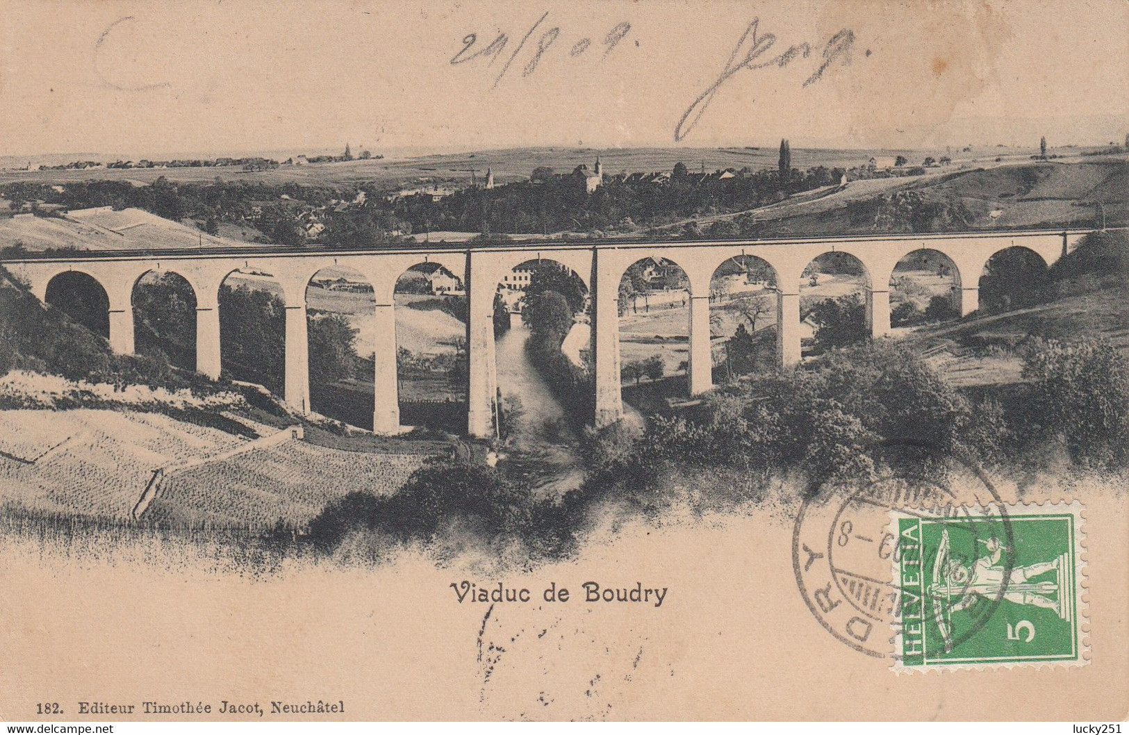 Suisse - Ponts - Boudry - Viaduc - Circulée Le 29/08/1909 - Bruggen