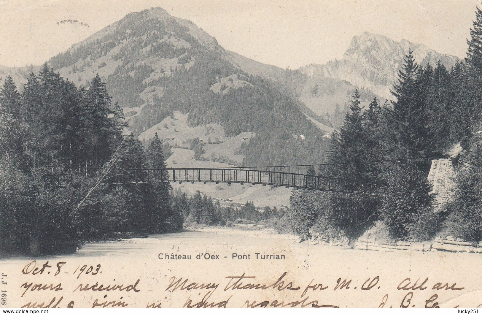 Suisse - Ponts - Château D'Oex - Pont Turrian - Circulée Le 08/10/1903 - Brücken