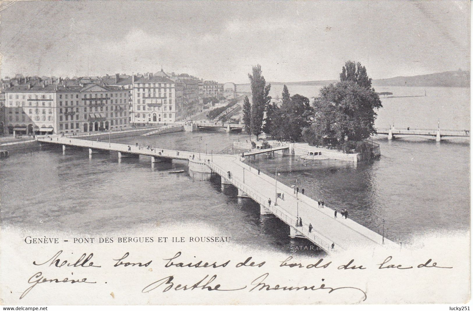 Suisse - Ponts - Genève - Le Pont Des Bergues Et Ile Rousseau - Circulée Le 20/08/1901 - Bruggen