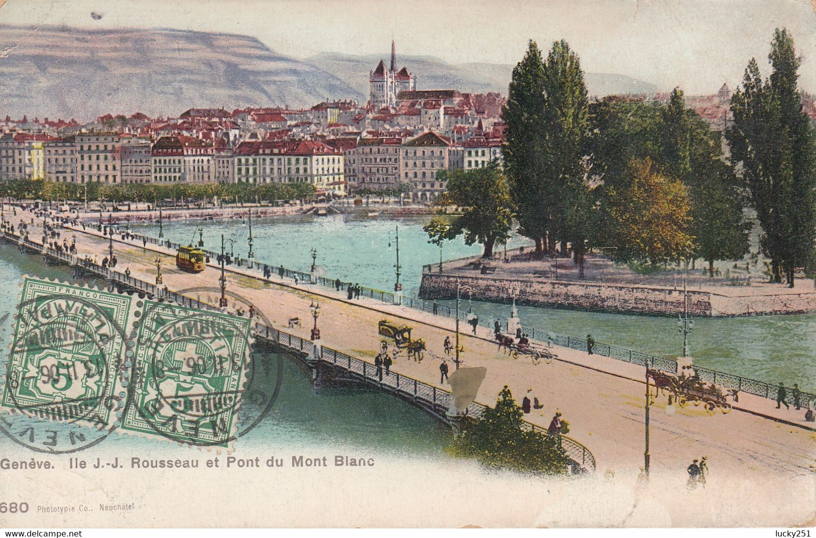 Suisse - Ponts - Genève - Le Pont Du Mont Blanc Et Ile J.J. Rousseau - Circulée Le 13/02/1906 - Puentes