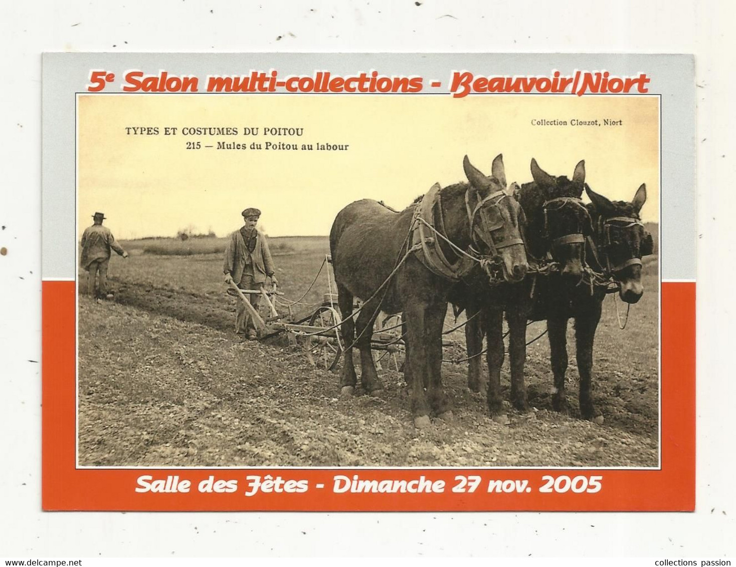 Cp, Bourses & Salons De Collections, 79, Beauvoir Sur Niort,2005, 5 E Salon Multi-collections, Vierge - Collector Fairs & Bourses