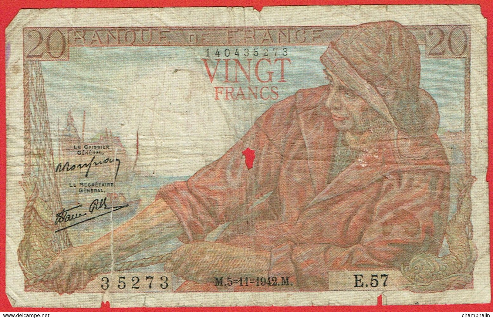 France - Billet De 20 Francs Type Pêcheur - 5 Novembre 1942 - 20 F 1942-1950 ''Pêcheur''