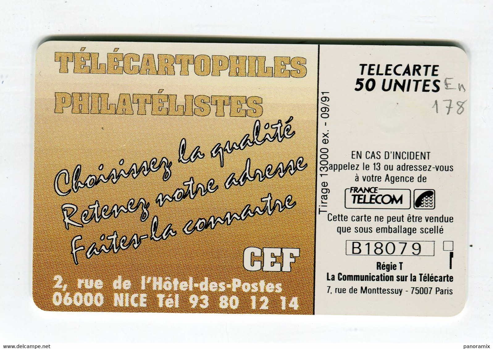 Telecarte °_ France 50u-En 178-gem-09.91-W.A Mozart-1756.1791-3930 Ex.- R/V - 50 Einheiten