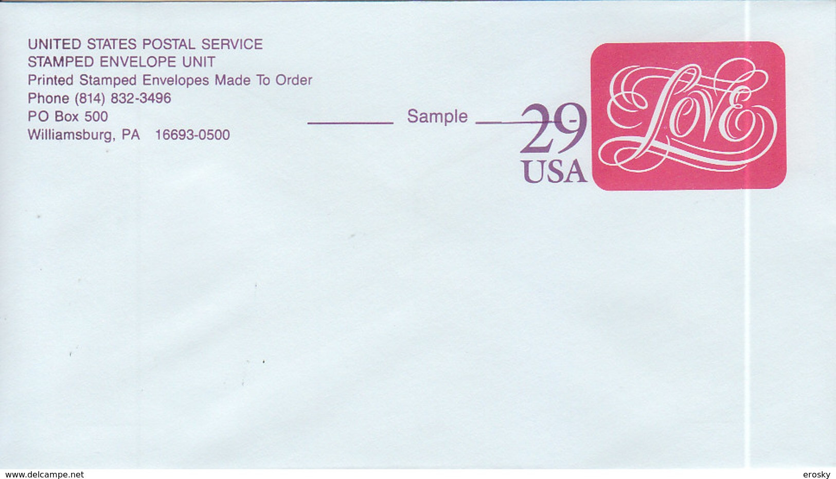 E146 - ETATS UNIS USA ENTIER ENVELOPE LOVE EPREUVE - 1981-00