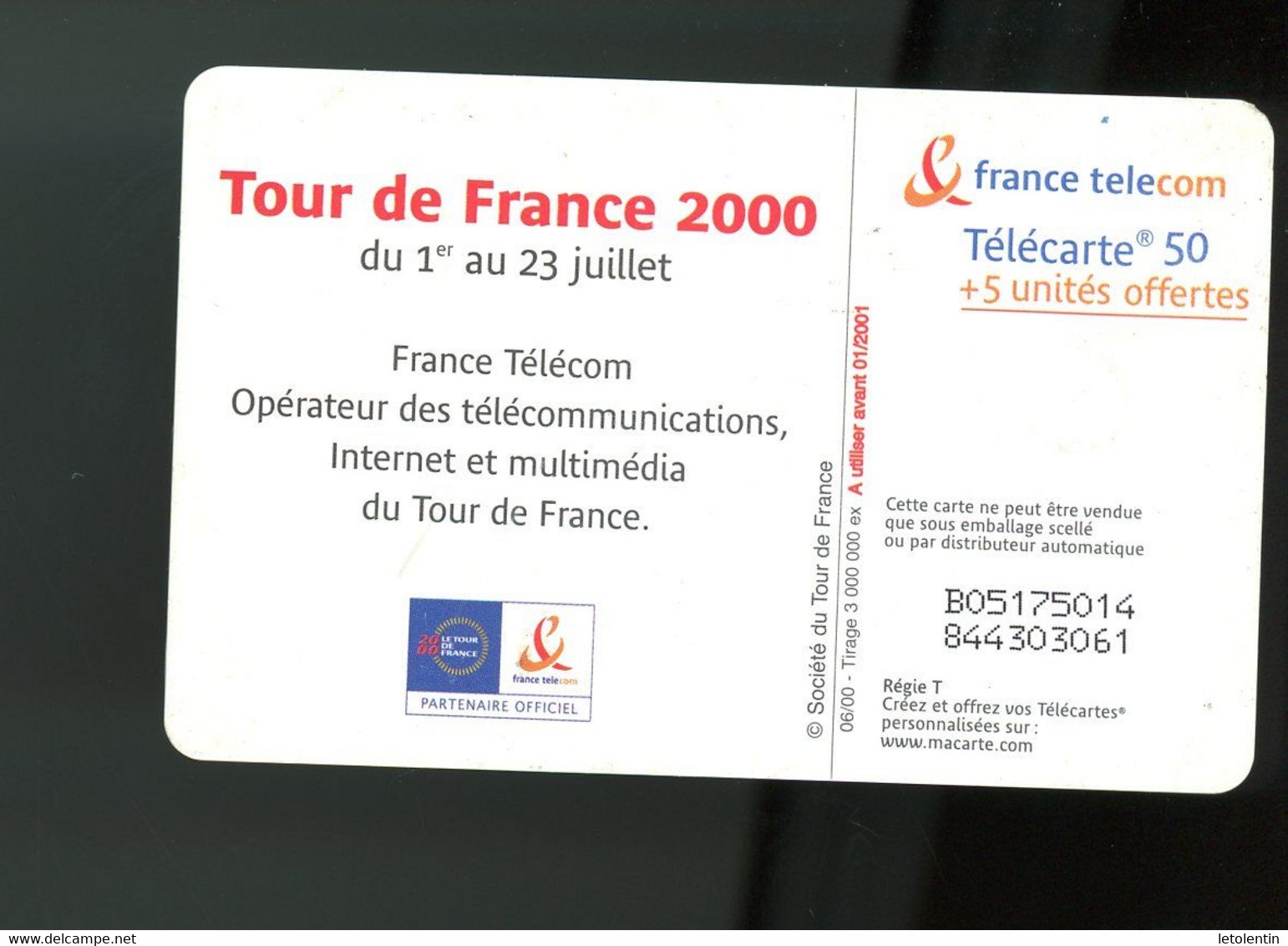 FRANCE - 87e TOUR DE FRANCE - 50+5 U - - 2000