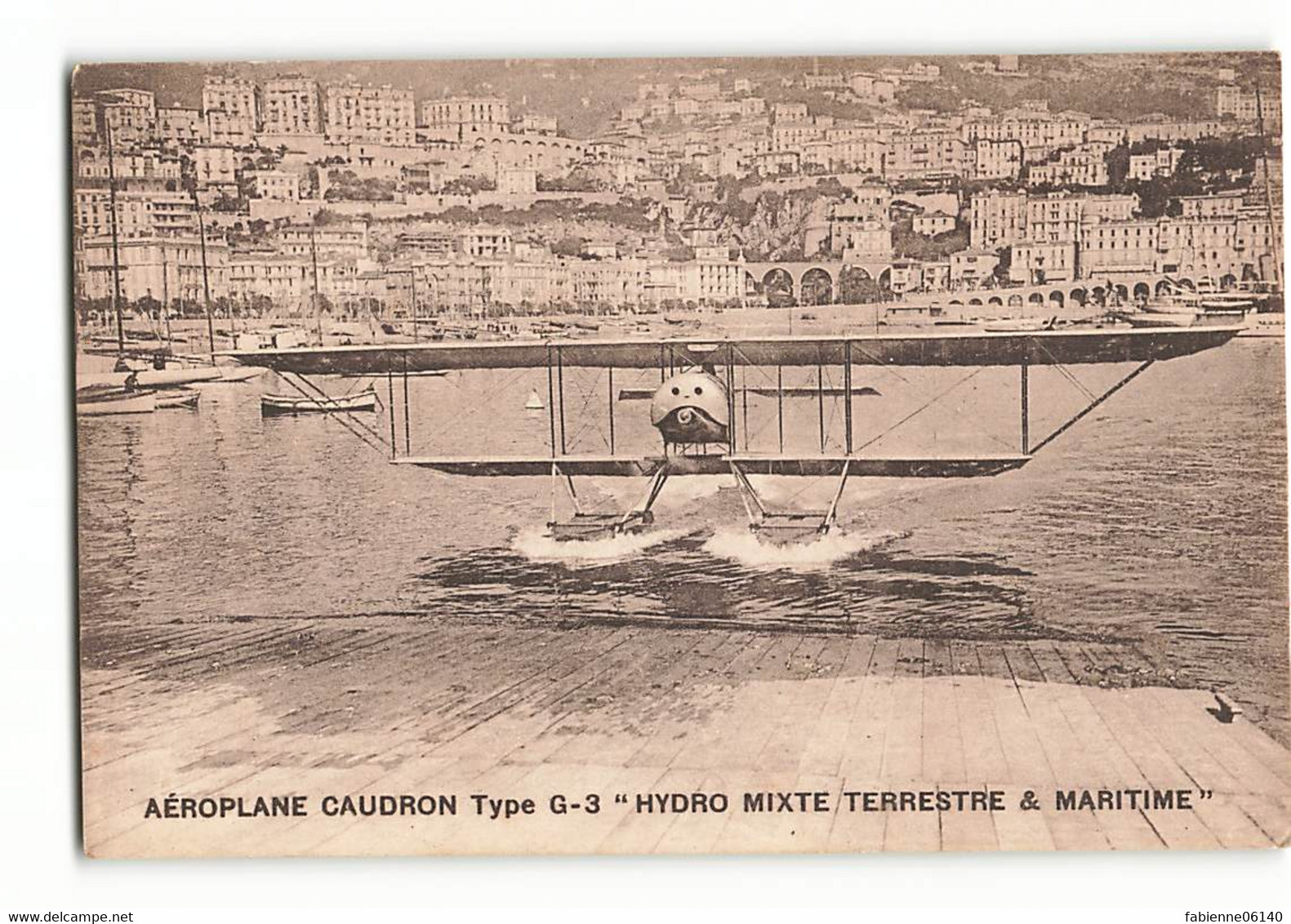 HYDRAVION CAUDRON G3 Amérissage En Baie De Monaco Vers 1910 Avion MONTE CARLO ELD E LE DELEY Paris - Other & Unclassified