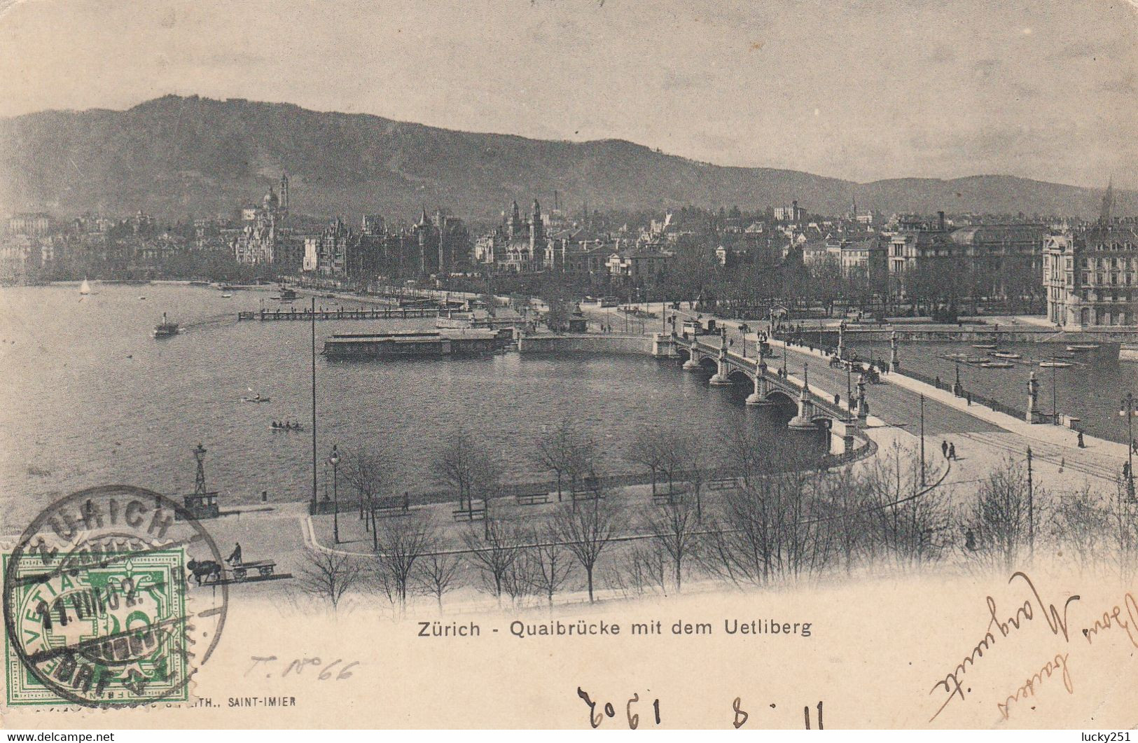 Suisse - Ponts - Zürich - Quaibrücke Mit Dem Uetliberg - Circulée Le 11/08/1902 - Ponti
