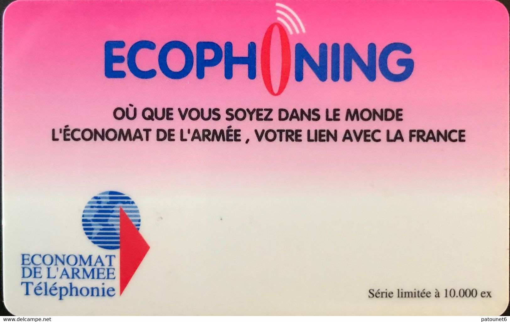 FRANCE  -  ARMEE  -  Prepaid  -  ECOPHONING  - Rose -  Schede Ad Uso Militare