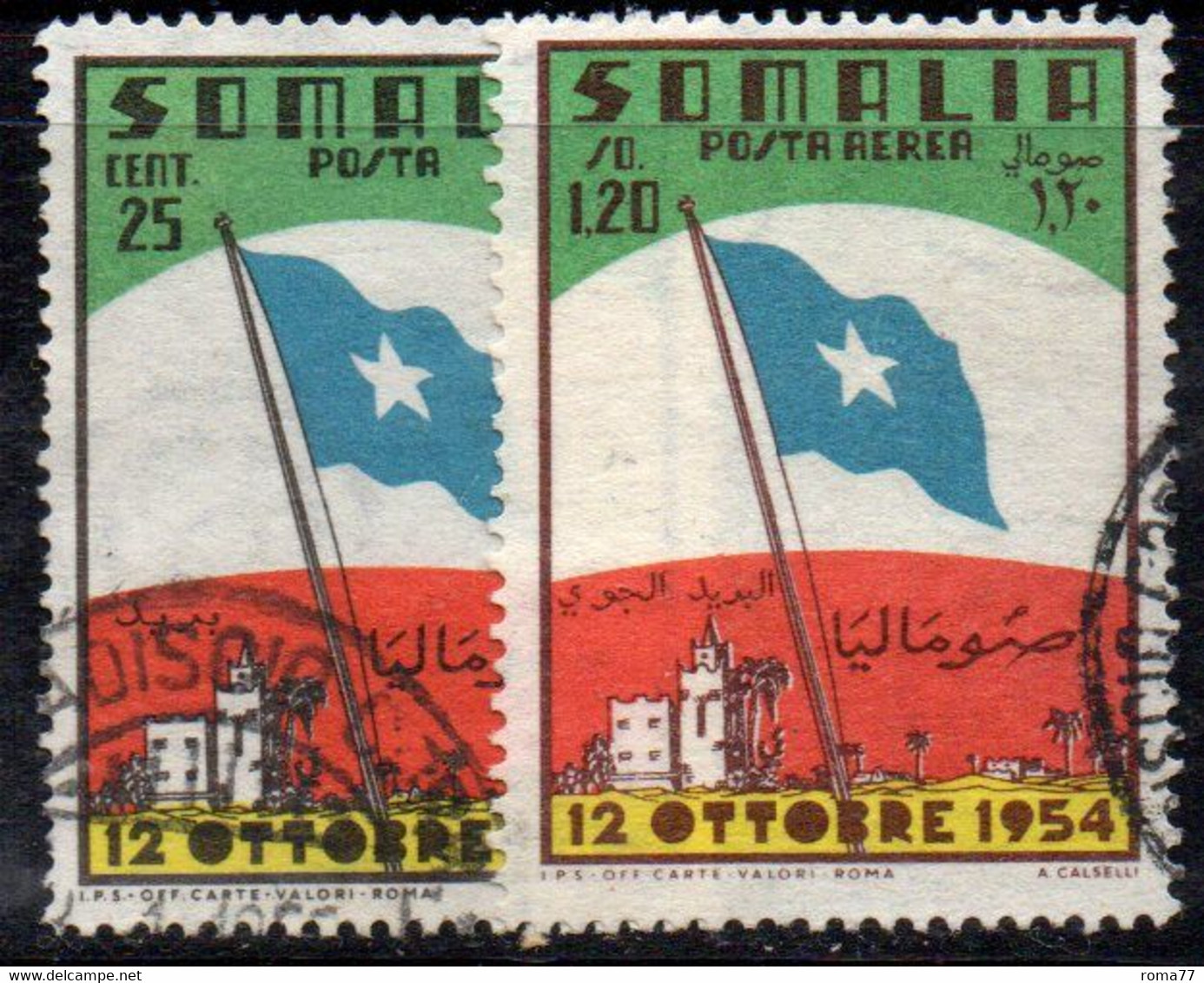 APR78 - SOMALIA AFIS 1954 , Serie N. 26 + Posta Aerea   Usato (2380A) - Somalia (AFIS)