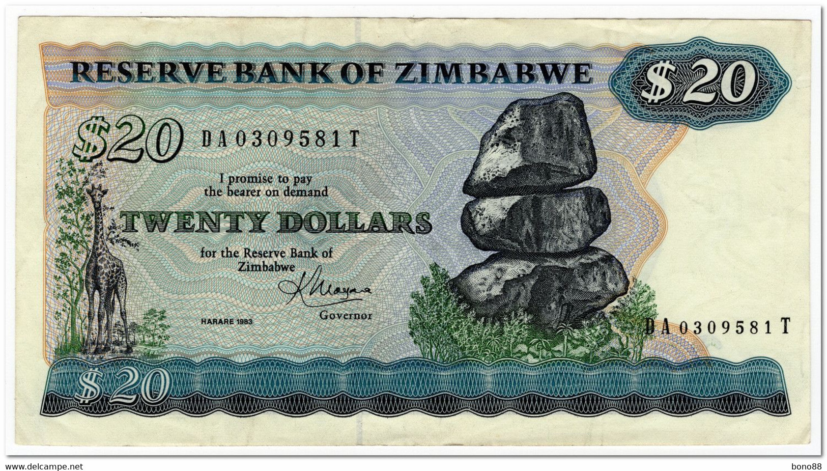 ZIMBABWE,20 DOLLARS,1983,P.4c,VF-XF - Zimbabwe