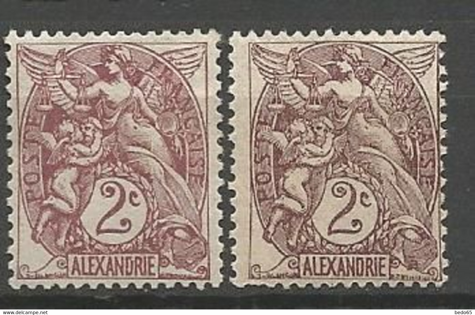 ALEXANDRIE N° 20 X 2 Nuances NEUF*  CHARNIERE /  MH - Neufs