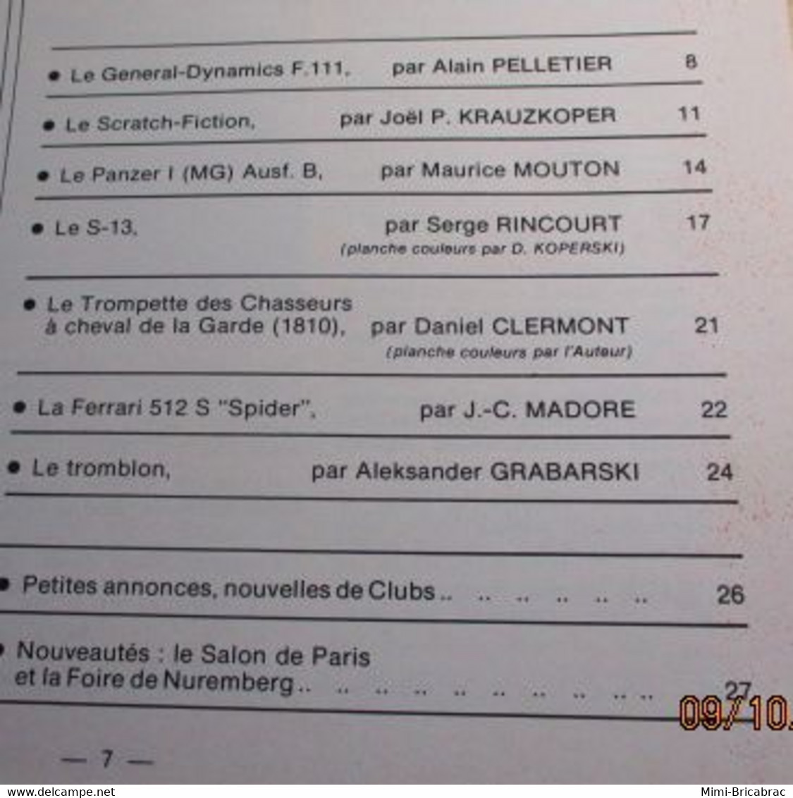 Revue De Maquettisme Plastique Années 60/70 : MPM N°70 Très Bon état ! Sommaire En Photo 3 - Francia