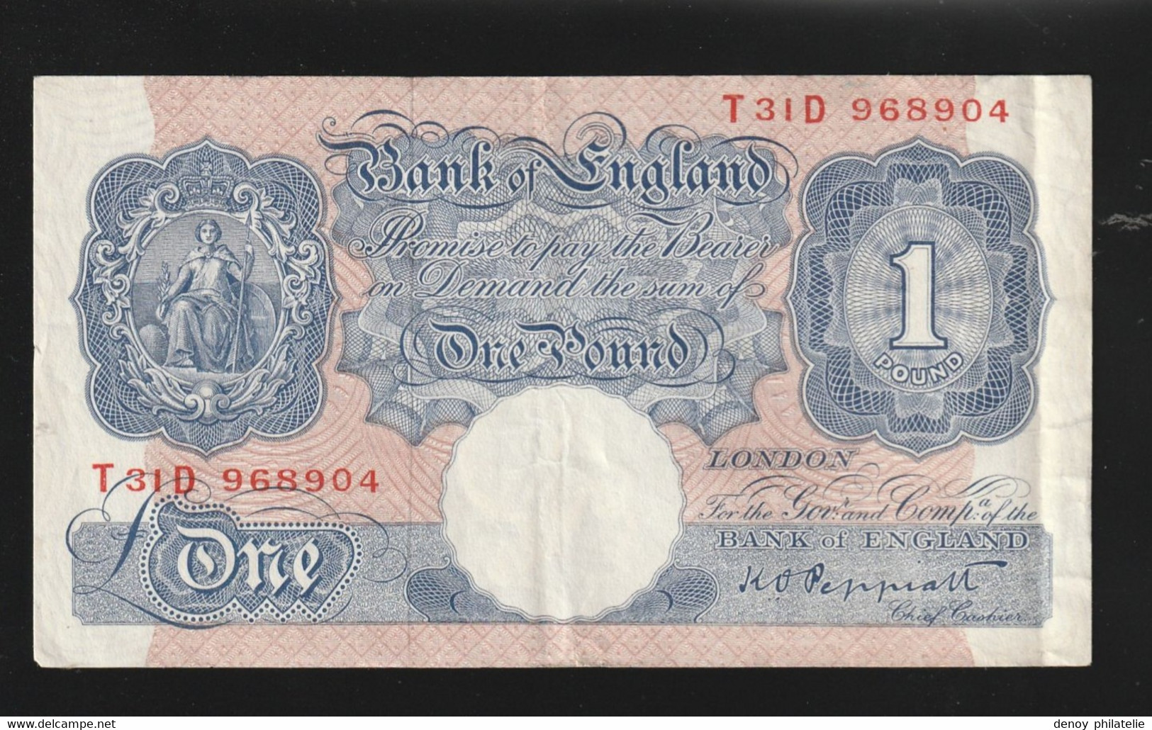 Billet Bank Of England One Pound Non Datée TTB Plusieurs Plis Vertical - Autres & Non Classés