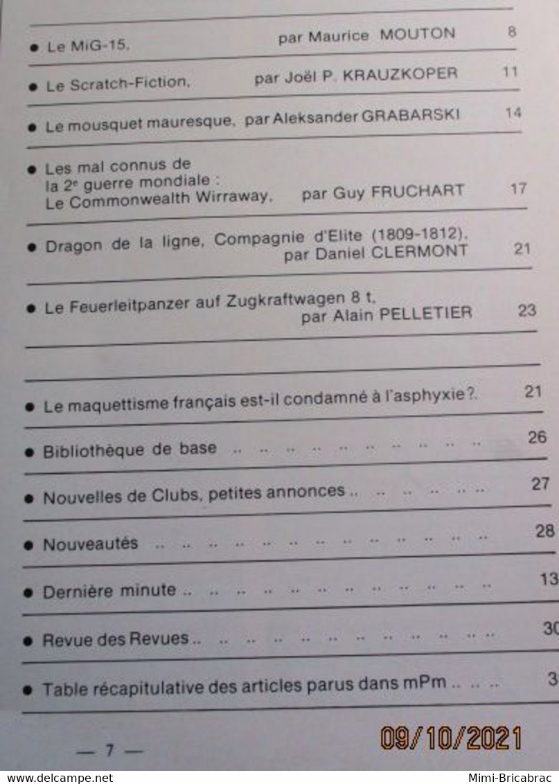 Revue De Maquettisme Plastique Années 60/70 : MPM N°69 Très Bon état ! Sommaire En Photo 3 - Frankrijk