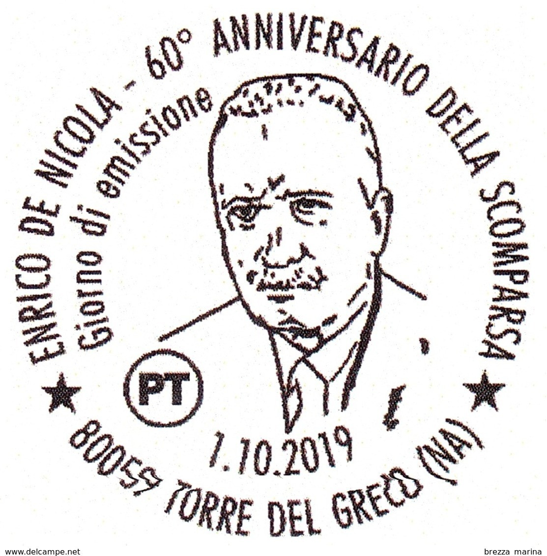 ITALIA - Usato - 2019 - 60 Anni Della Morte Di Enrico De Nicola, Presidente – Ritratto – B - 2011-20: Afgestempeld