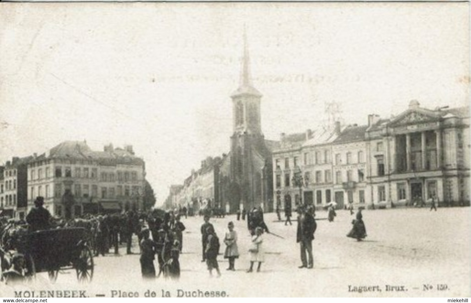 MOLENBEEK-PLACE DE LA DUCHESSE-EGLISE SAINTE BARBE-HOSPICE-MARCHE-ATTELAGE-ANE - Molenbeek-St-Jean - St-Jans-Molenbeek