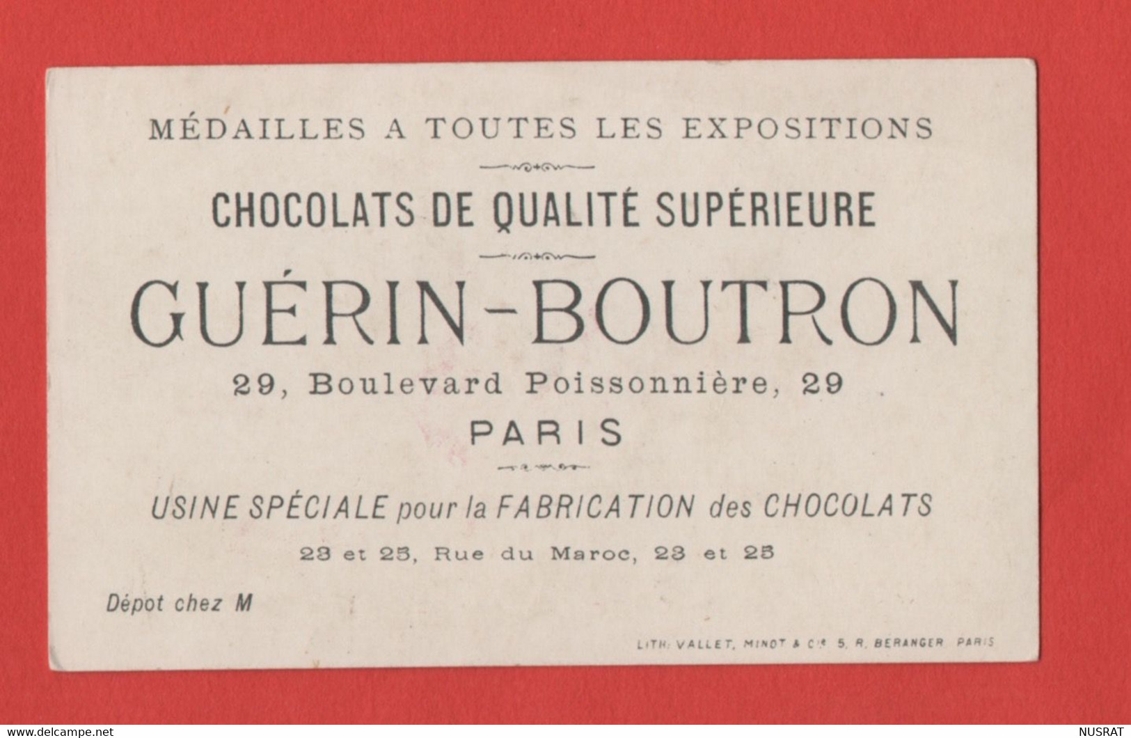 Chocolat Guérin Boutron, Chromo Lith. Vallet Minot, Marin, Japonais, Barbier, Ne Vous Génez Donc Pas - Guerin Boutron