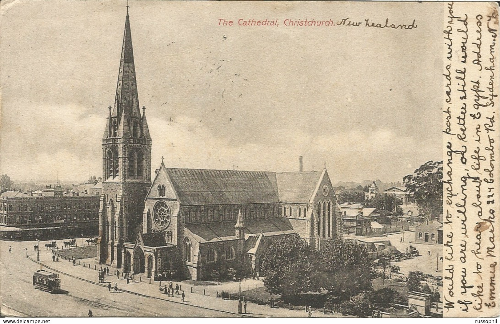 NZ - FRANKED PC (VIEW OF CHRISTCHURCH) SENT FROM WELLINGTON TO EGYPT - GOOD DESTINATION - 1905 - Covers & Documents