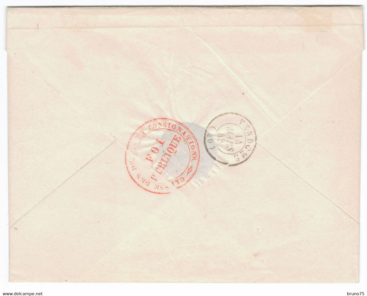 1848 - LSC De PARIS Pour Vendôme (Loir Et Cher) - Franchise Caisse / D'amortissement En Rouge - Cachet Rouge CDC Au Dos - 1801-1848: Precursores XIX