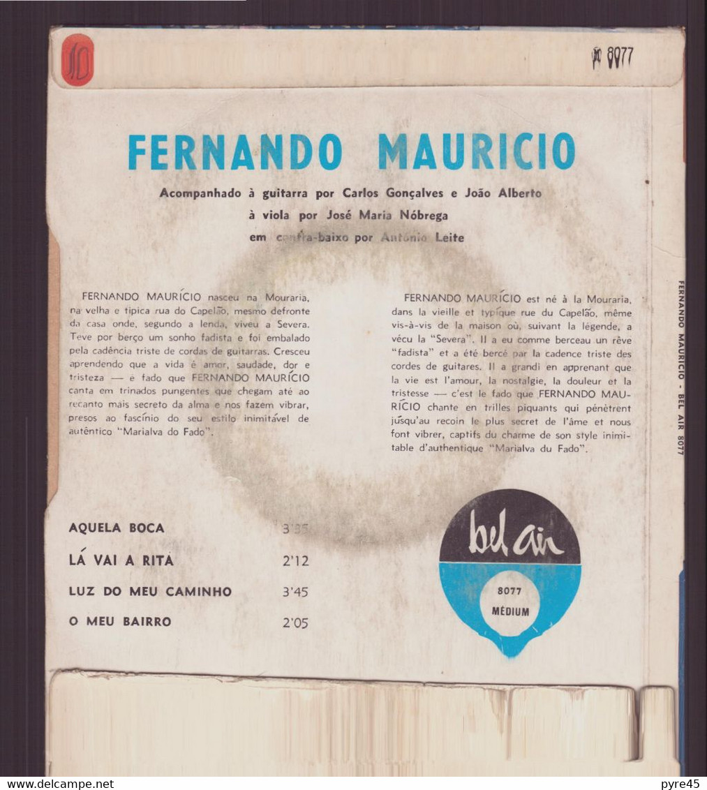 45 T Fernando Mauricio " Aquela Boca + La Vai A Rita + Luz Do Meu Caminho + O Meu Bairro " - World Music