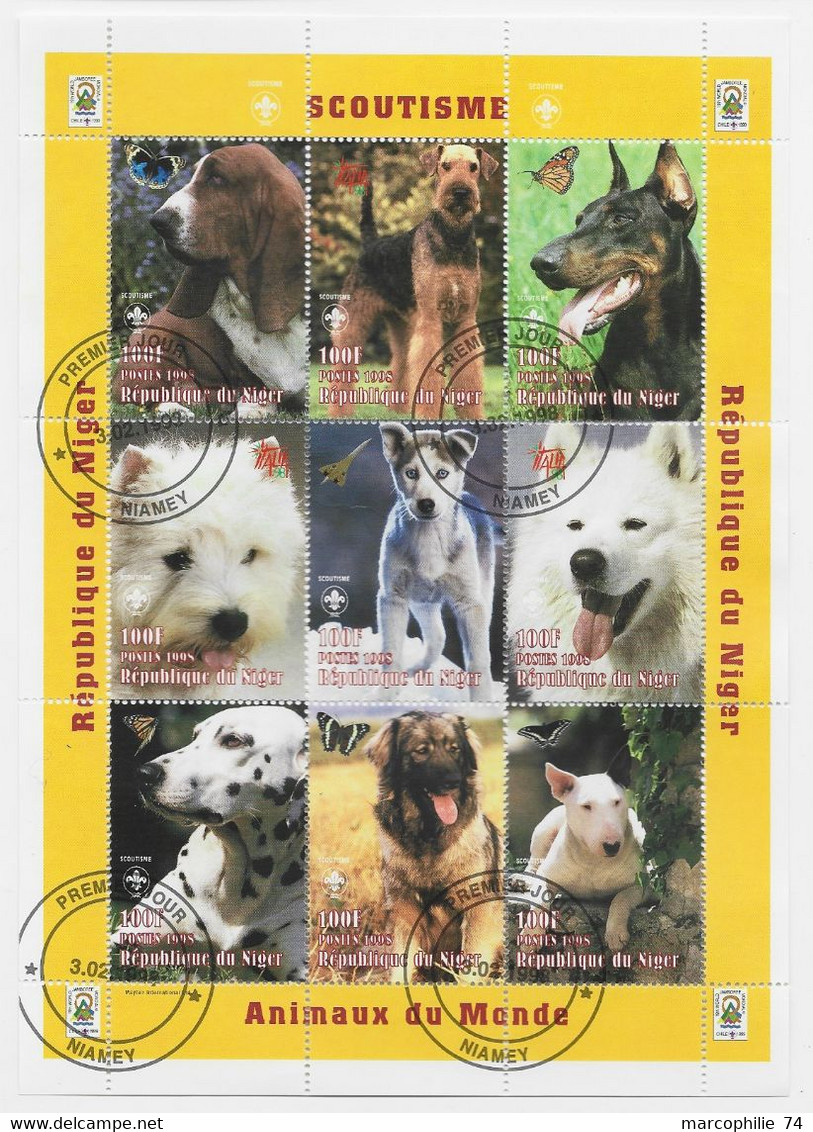 SCOUTISME BLOC CHIEN DOG  ANIMAUX NIGER NIAMEY 03.2.1998 - Usados