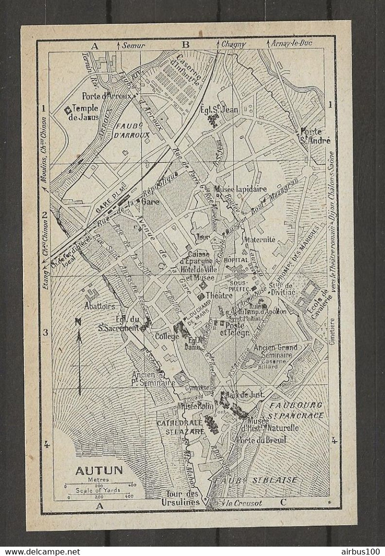 CARTE PLAN 1924 - AUTUN - GYMNASE - BILLARD - ÉCOLE De CAVALERIE - CHEMIN De FER D'INTÉRET LOCAL - Cartes Topographiques